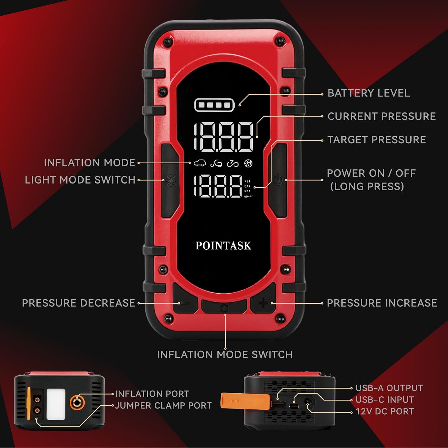 1000A pico 12V batería de coche arrancador portátil con compresor d...
