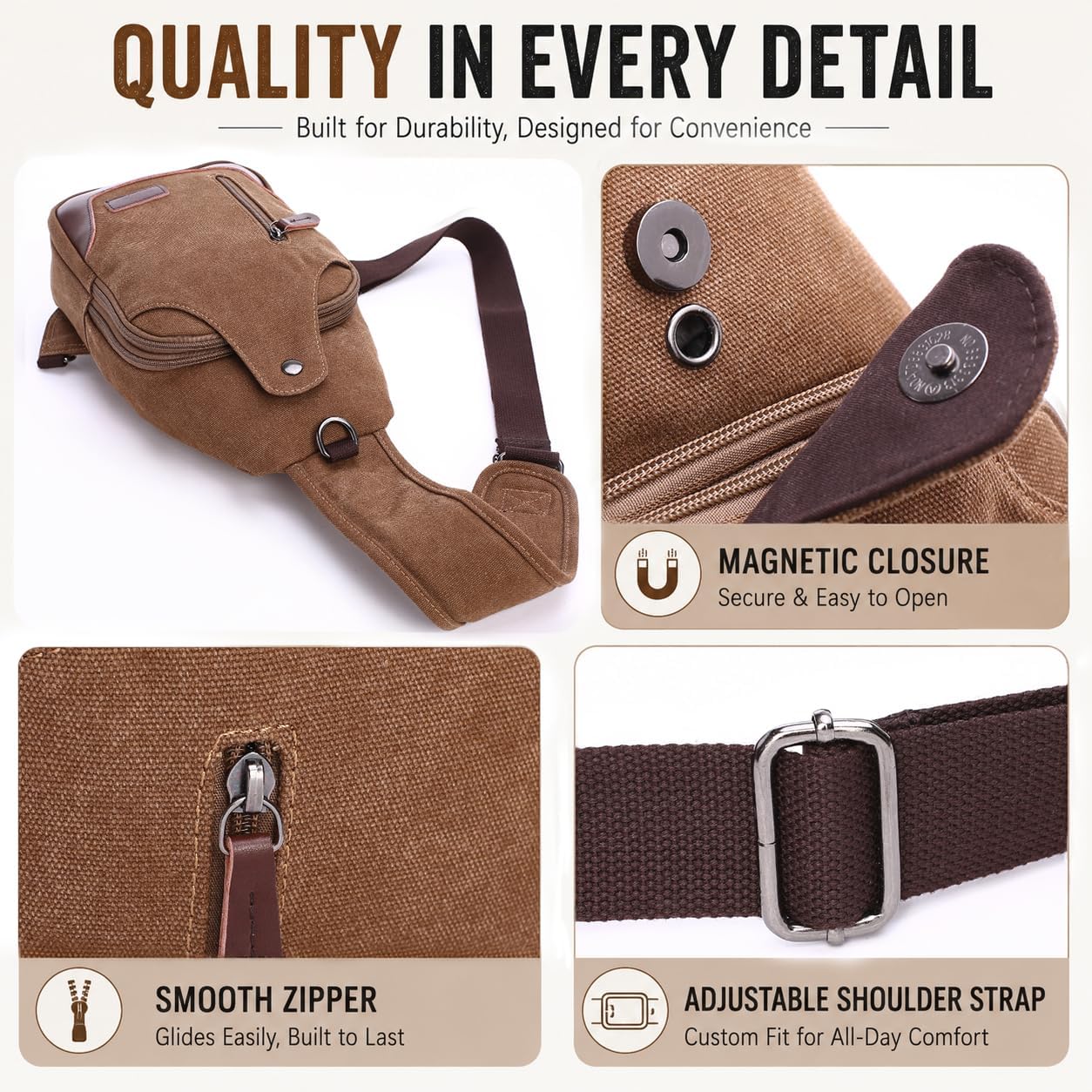 EDIWER Bolso bandolera de lona para hombre, bolso cruzado en el pec...