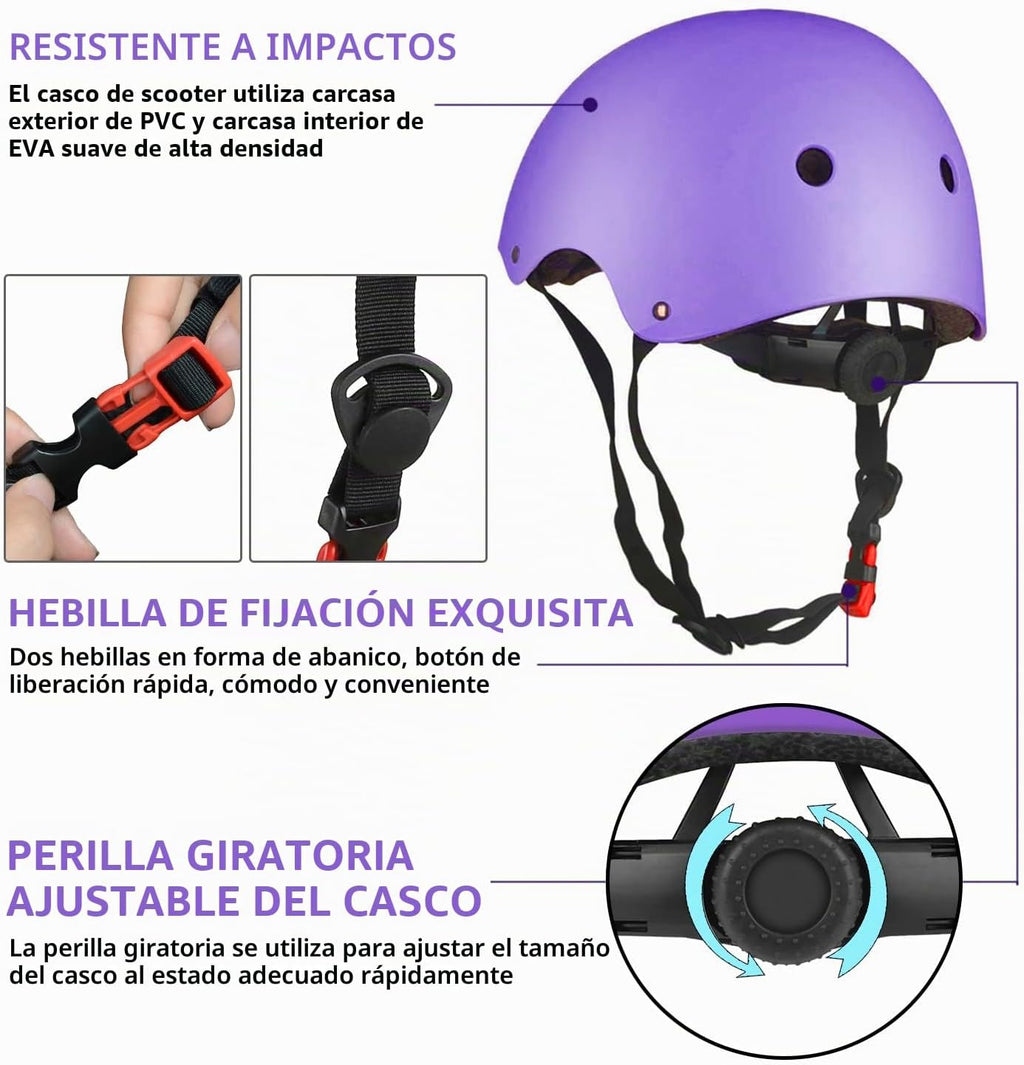 WayEee Juego de casco de bicicleta para niños, rodilleras, equipo d...