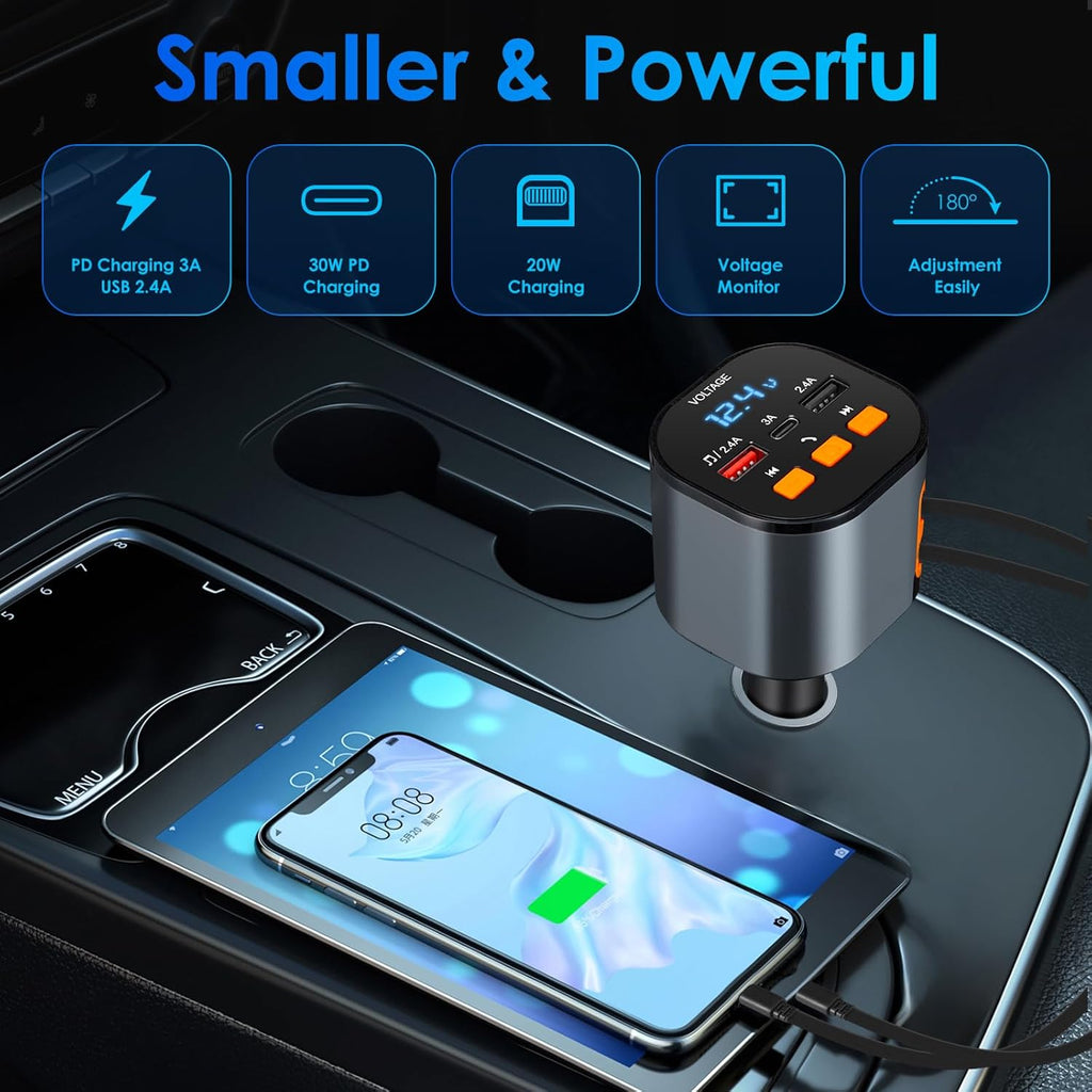 Cargador retráctil para coche, cargador de teléfono para coches ráp...