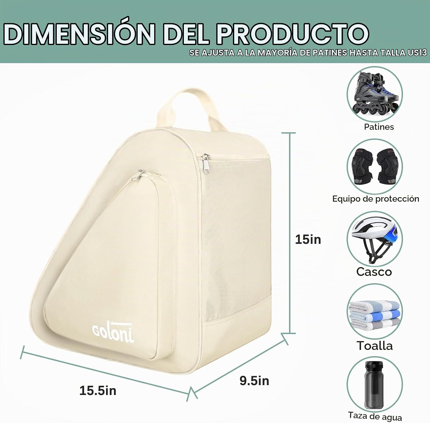Goloni Bolsa de patinaje para patines de hielo, patines en línea, p...