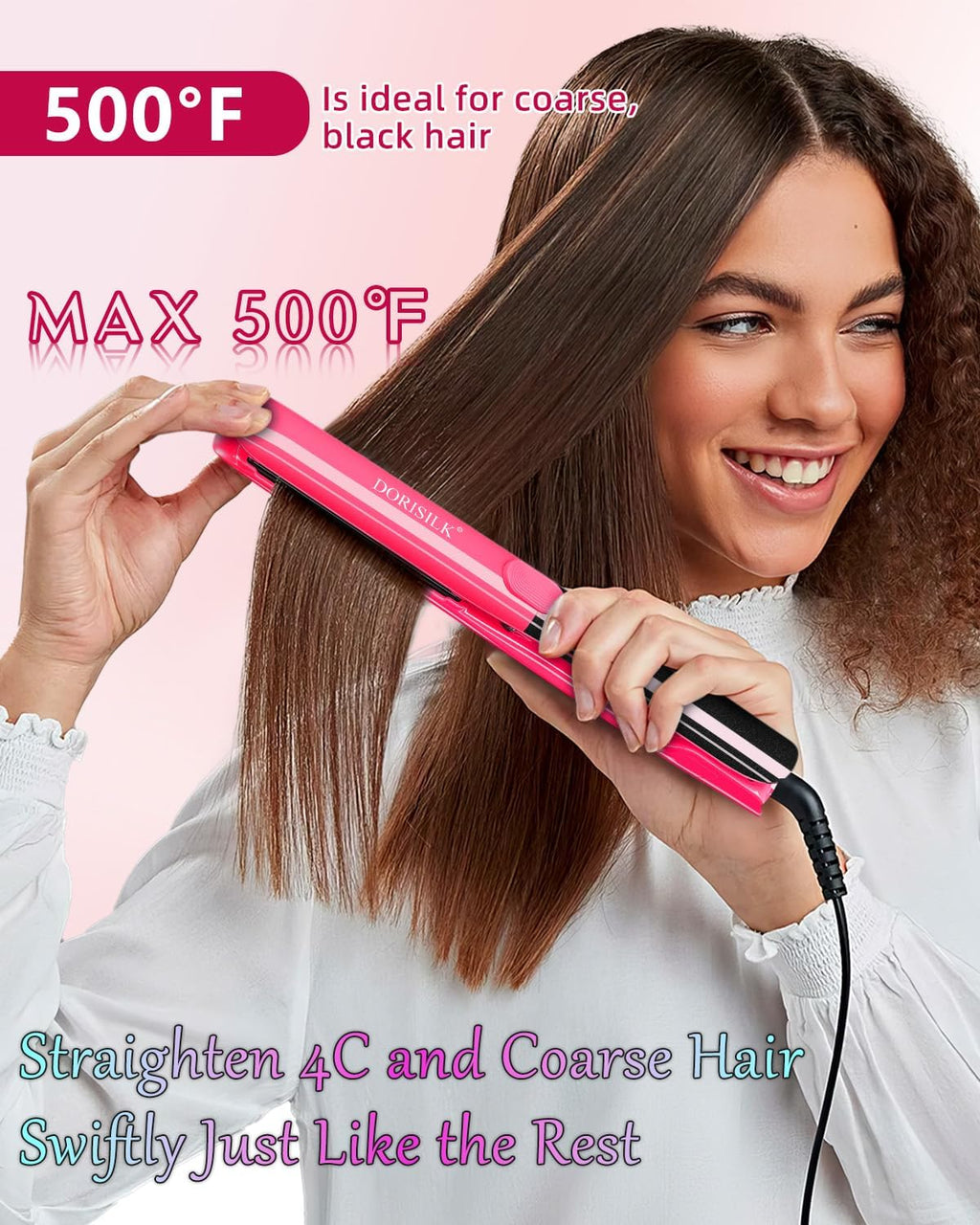 DORISILK Plancha de pelo profesional de alta temperatura de 500 gra...
