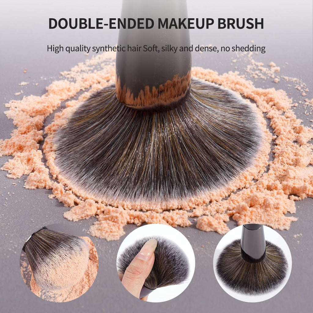 MAANGE Juego de 20 brochas de maquillaje con bolsa, brocha Kabuki d...
