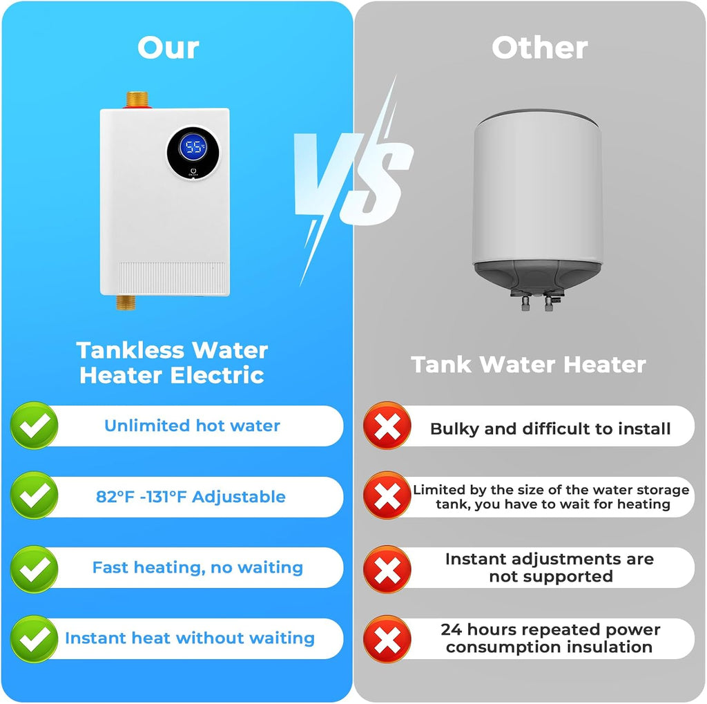Calentador de agua eléctrico sin tanque de 110 V, 3000 W debajo del...