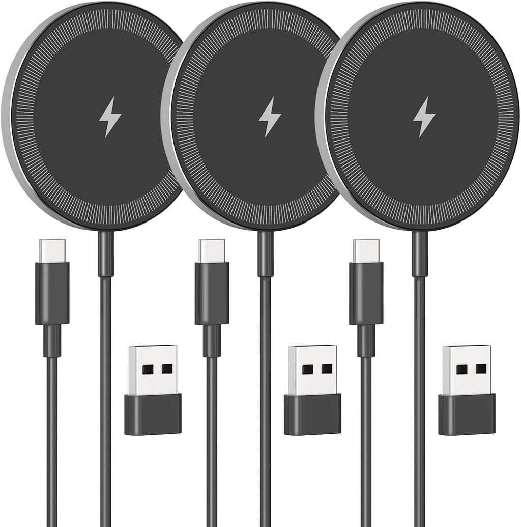 Paquete de 3 cargadores inalámbricos magnéticos de 15 W: almohadill...