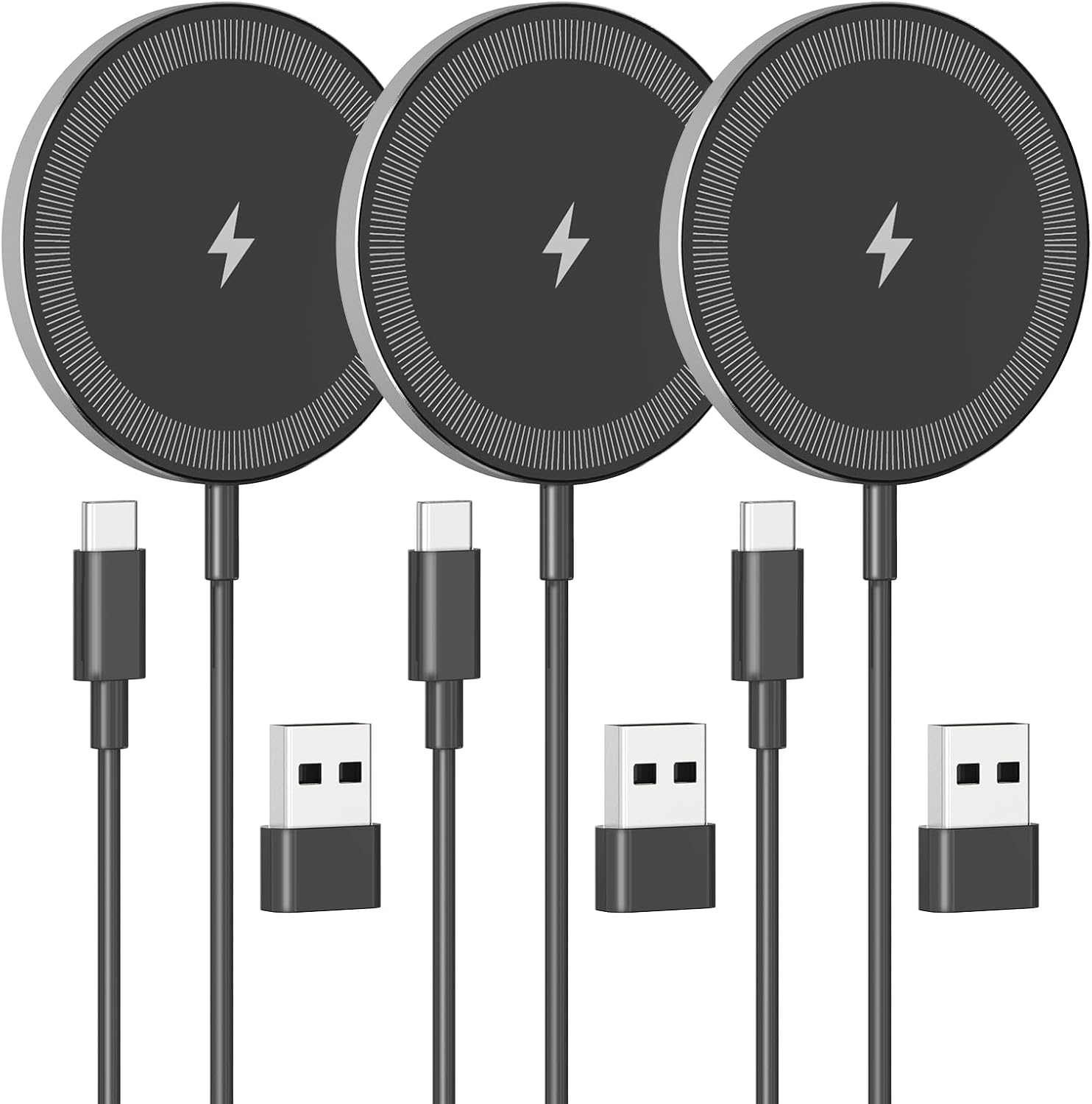 Paquete de 3 cargadores inalámbricos magnéticos de 15 W: almohadill...