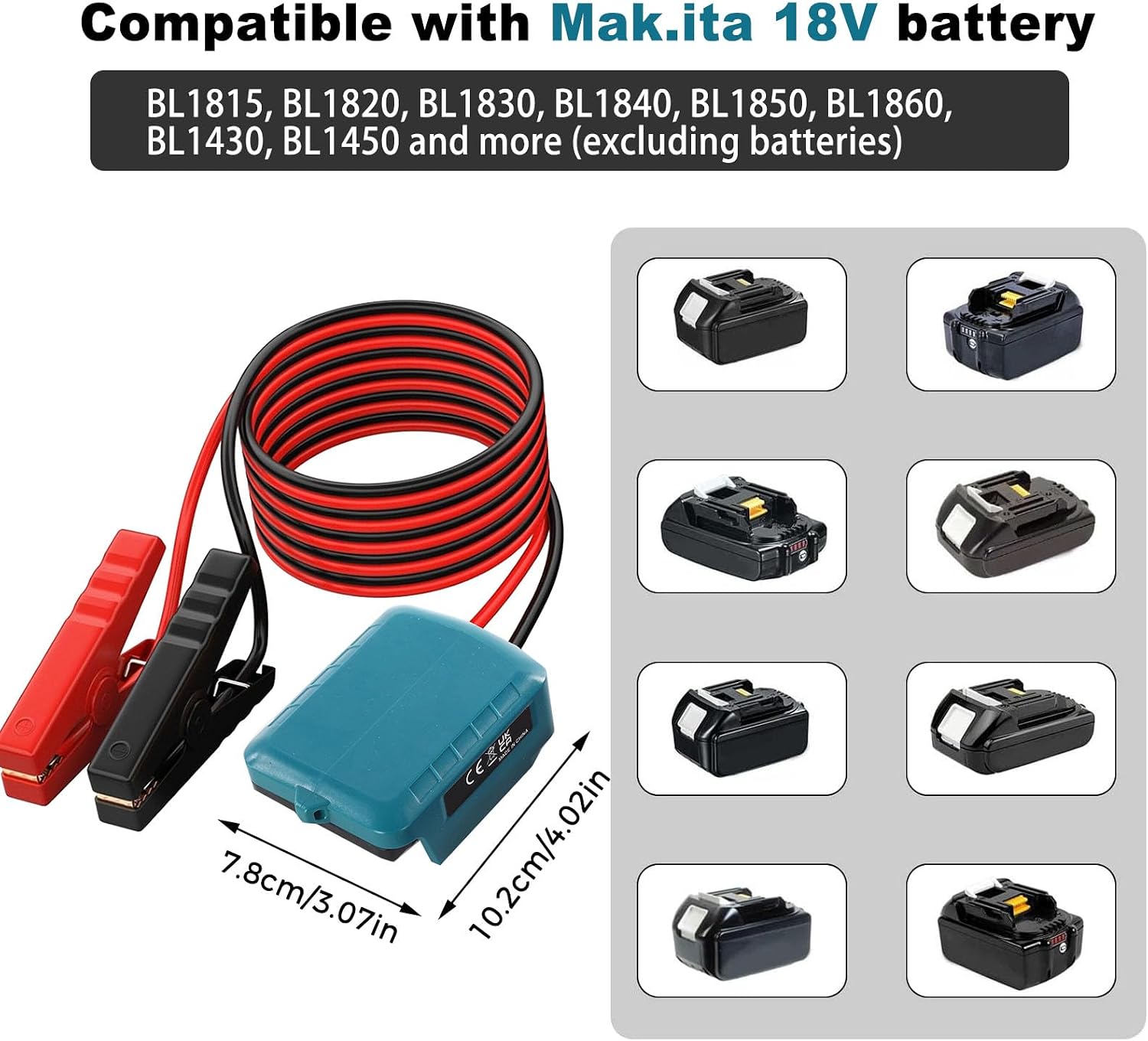 kfupius Kit de cable de puente con interruptor para batería Mak.ita...