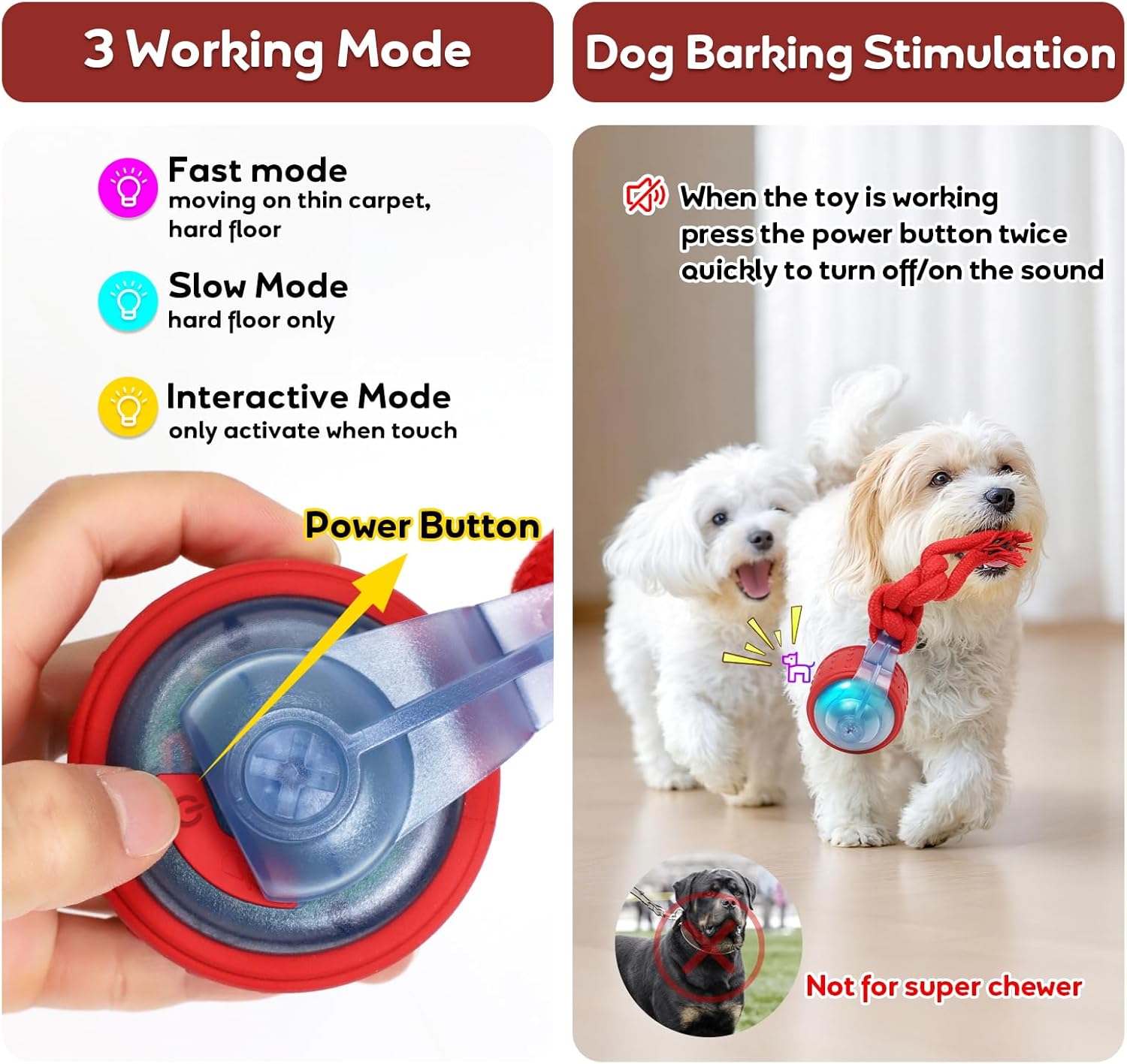 BENTOPAL Juguetes para Perros Pelota Interactiva para Perros con Pe...