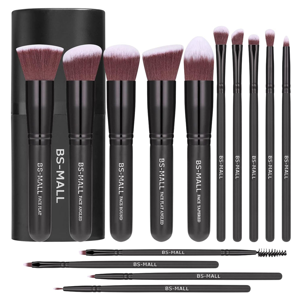 BS-MALL - Pinceles de maquillaje premium, 14 unidades, base sintéti...