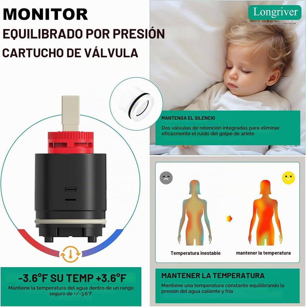 Juego de grifos de ducha con pantalla de temperatura de potencia hi...