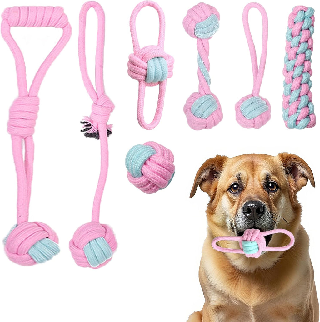 DSUMD Paquete de 7 juguetes de cuerda para perros, juguetes interac...