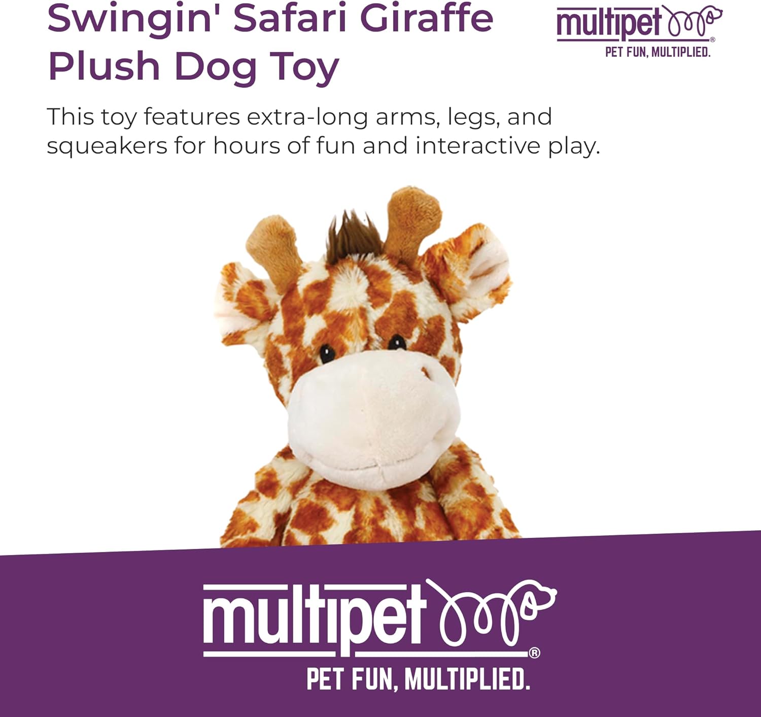 Multipet Swingin Safari - Juguete de peluche para perro, jirafa, ju...