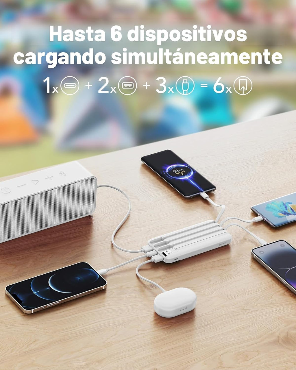 Cargador portátil Charmast con cables incorporados, banco de energí...