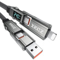 XKCZ Cable USB C 4 en 1 con pantalla de vatios, cable de carga múlt...