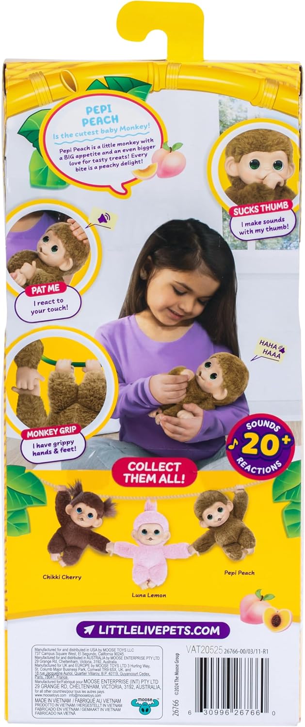 Little Live Pets Baby Monkey Minis y Pepi Peach. Juguete interactiv...