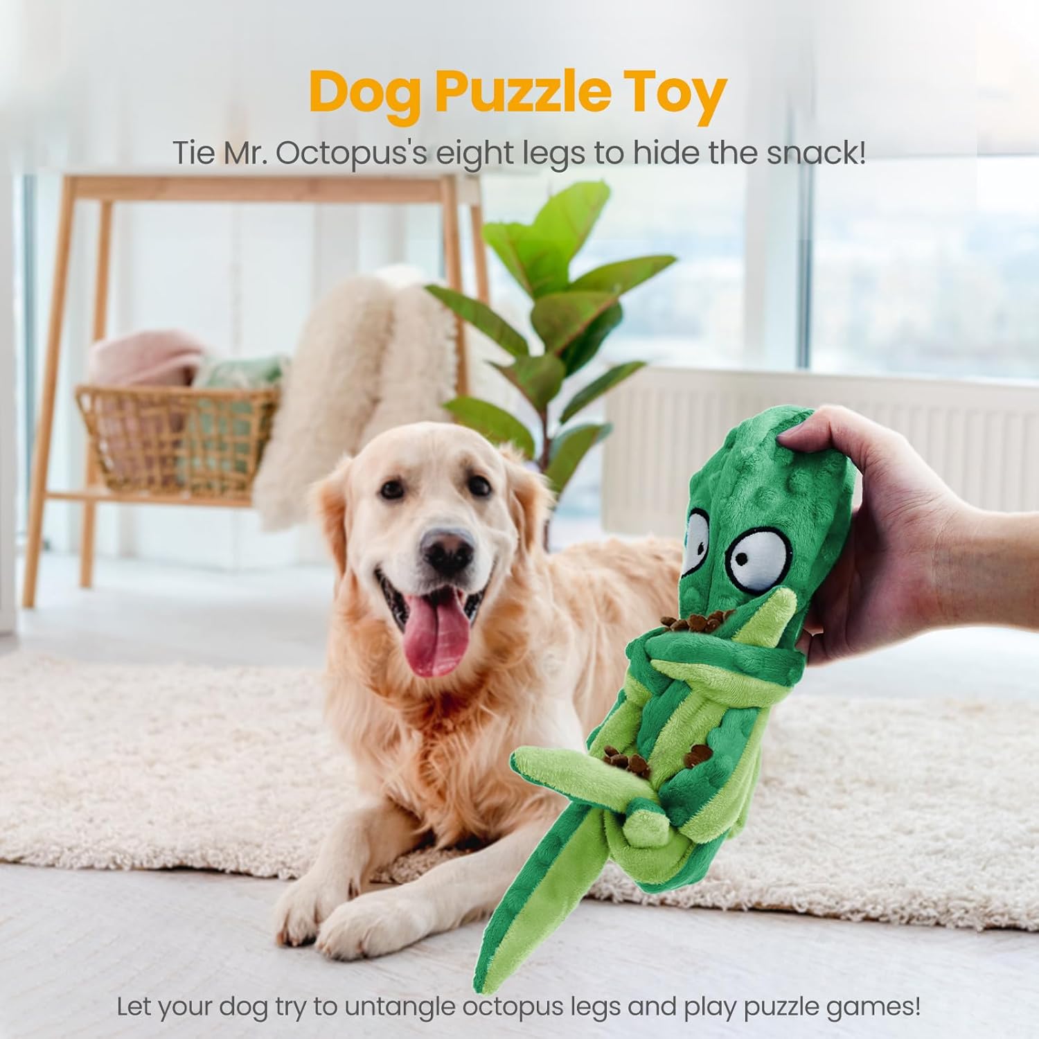 HGB Juguetes chirriantes para perros, pulpo sin relleno, juguetes g...