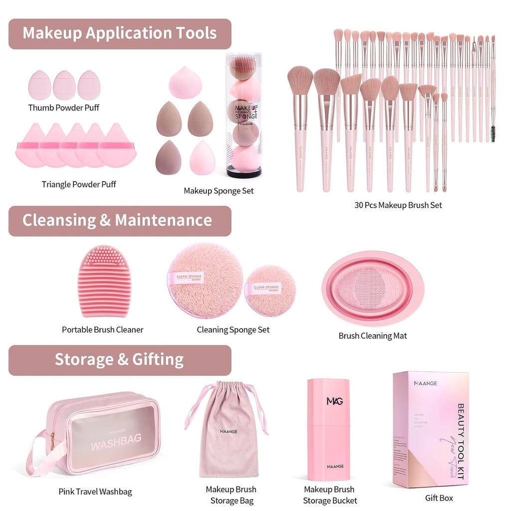 MAANGE Set de brochas de maquillaje 51 PIEZAS, brochas de maquillaj...