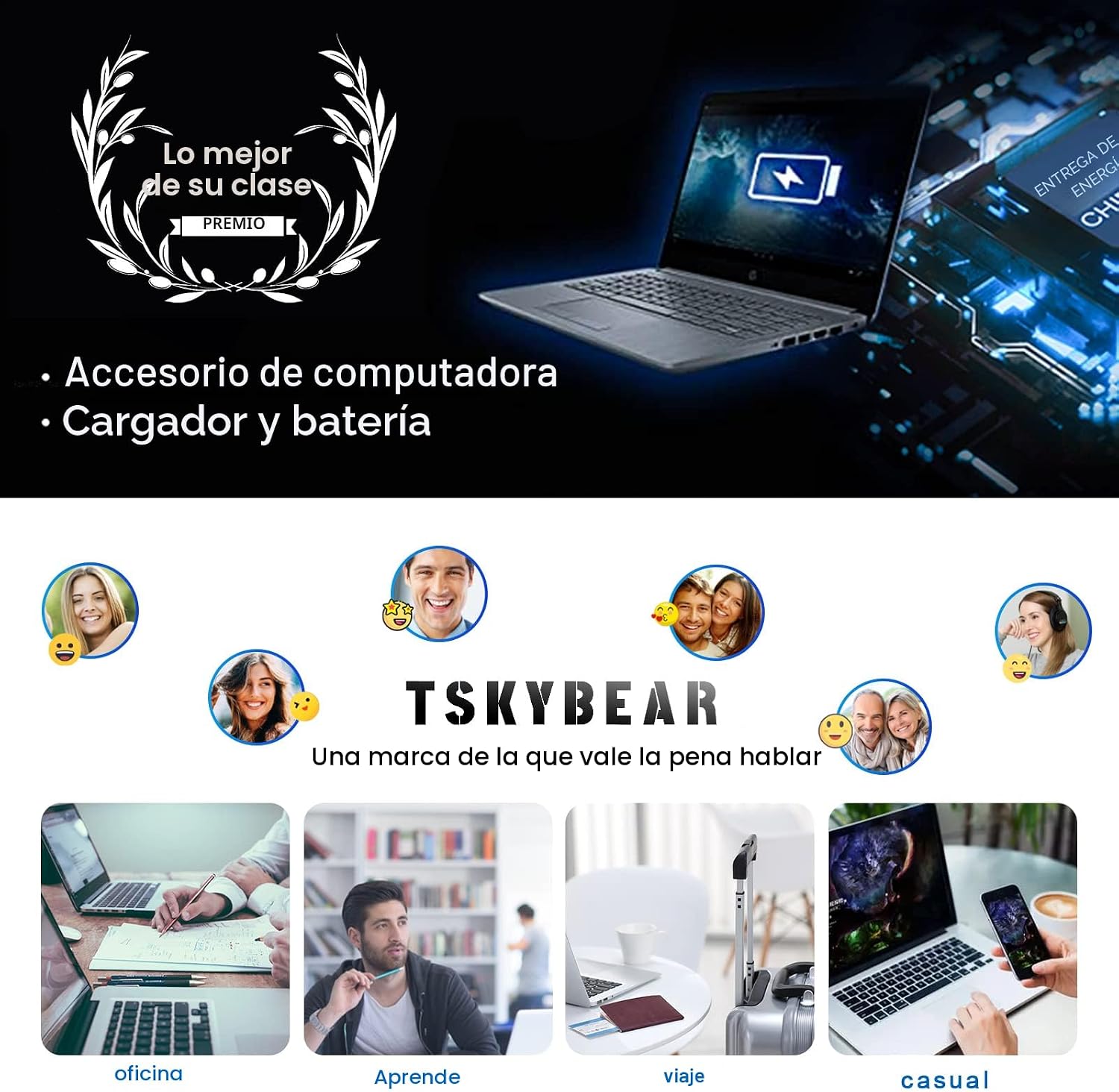TSKYBEAR Cargador de 45W compatible con cargador de portátil HP, Pa...