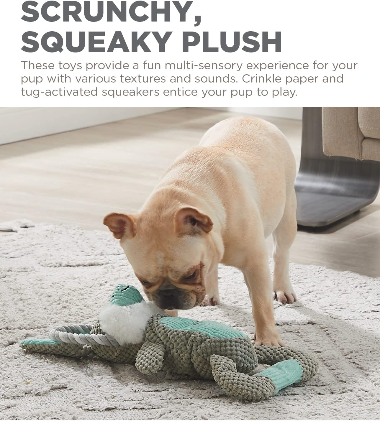 Outward Hound Scrunch Bunch Bunny - Juguete de peluche interactivo...