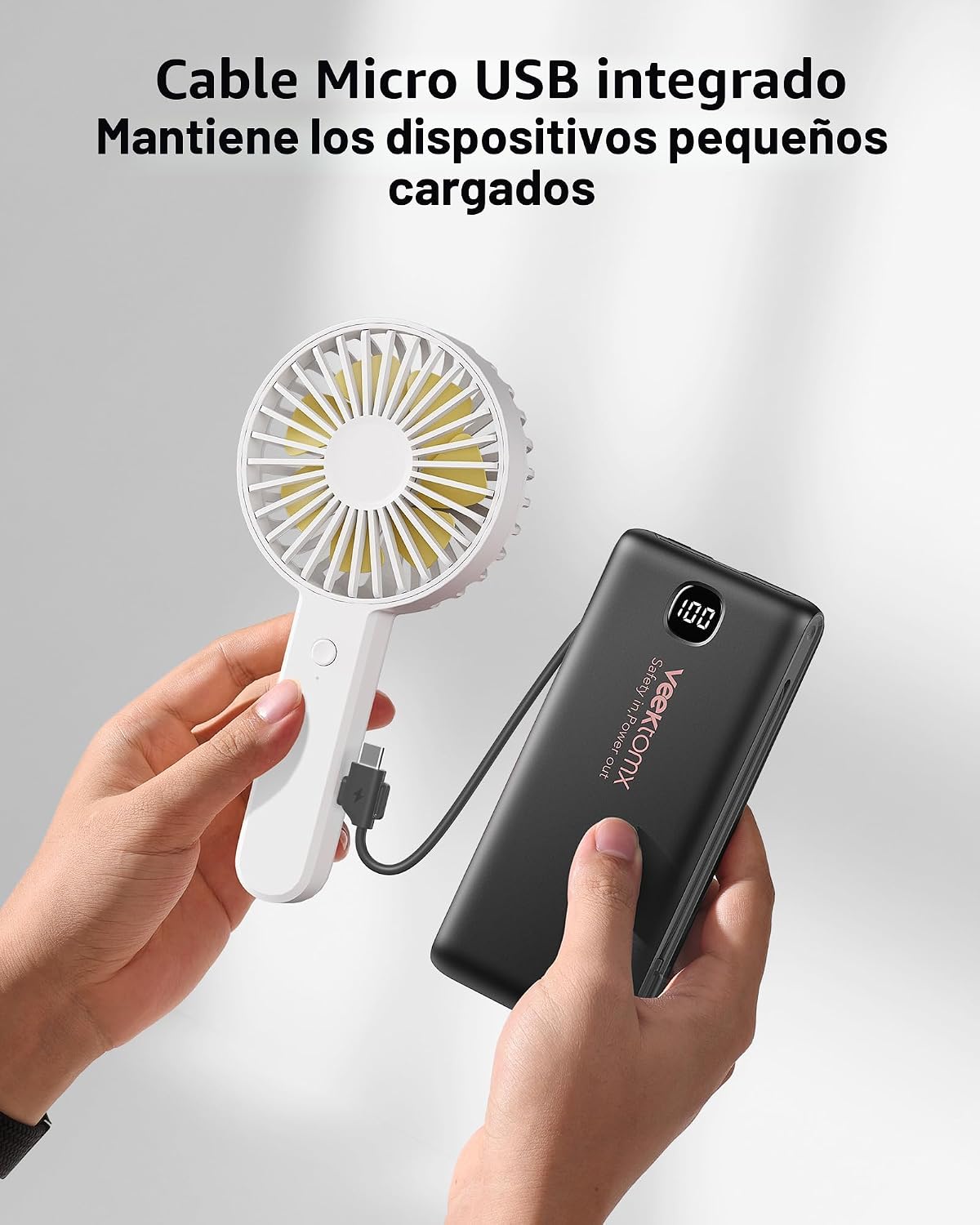 Cargador portátil de batería con cables integrados y enchufe de par...