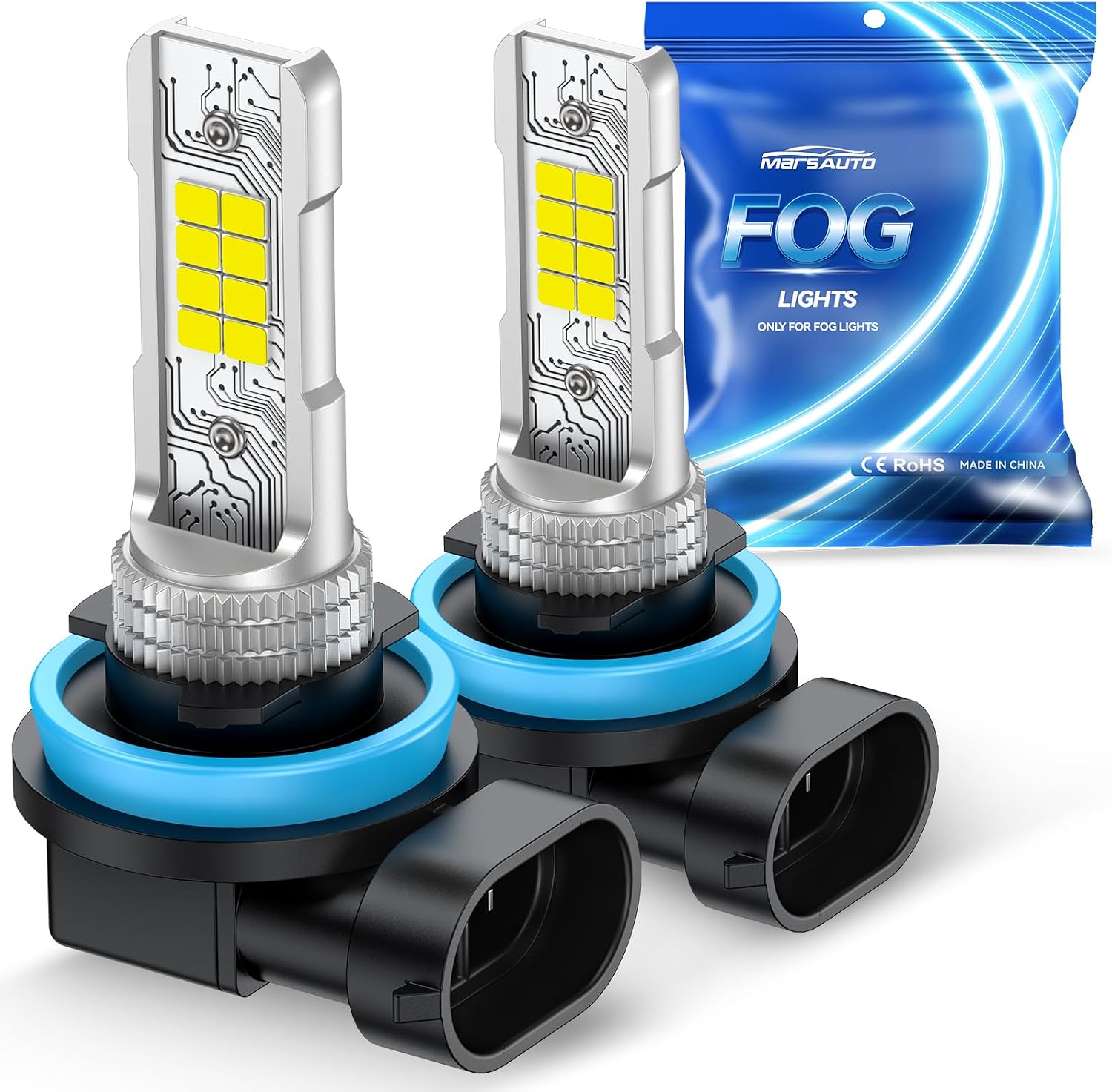 Marsauto Bombilla LED antiniebla H11\/H8, 10000 lúmenes, 6000 K, bl...