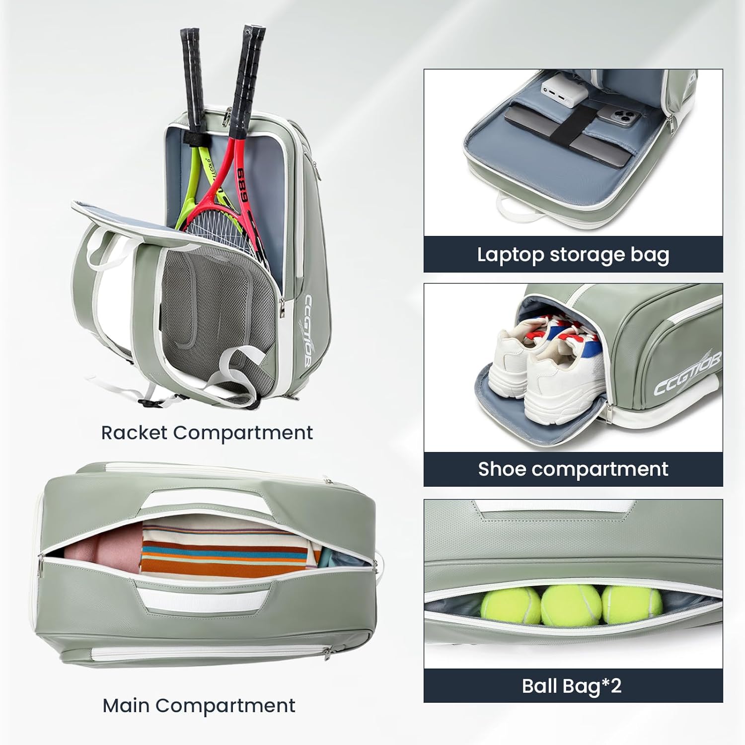 CCGTIOR Bolsa para Raqueta De Tenis Mochila Pickleball Padel con Co...