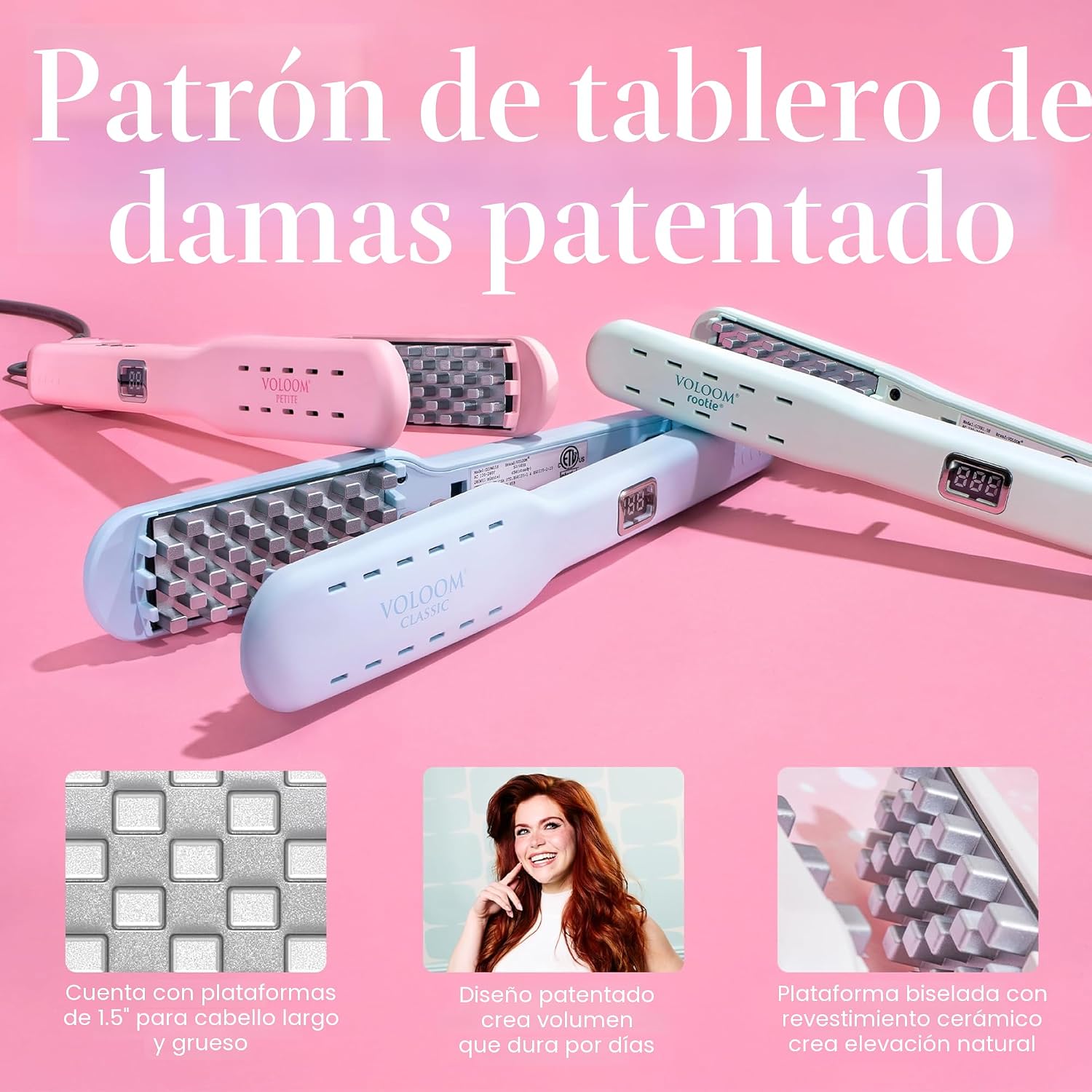 VOLOOM Plancha plana de cerámica voluminizadora profesional clásica...