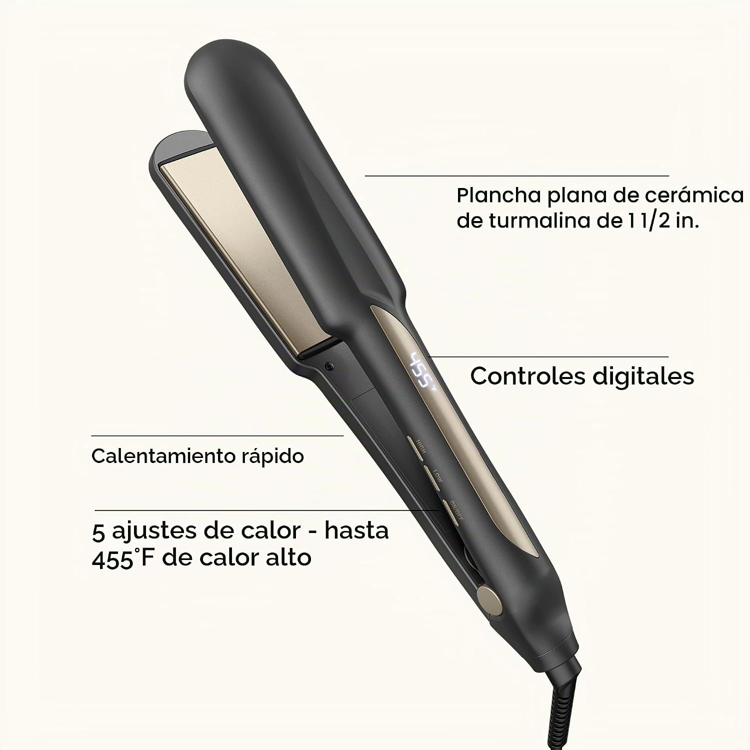 Infiniti PRO CONAIR Plancha digital de turmalina de cerámica de 1 ½...