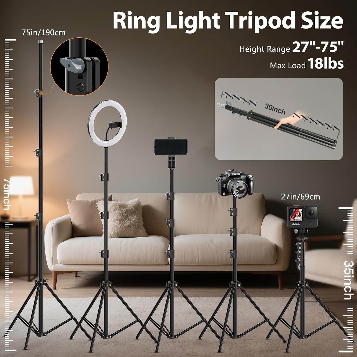 Kit de anillo de luz de 22 pulgadas: trípode de luz de anillo para...