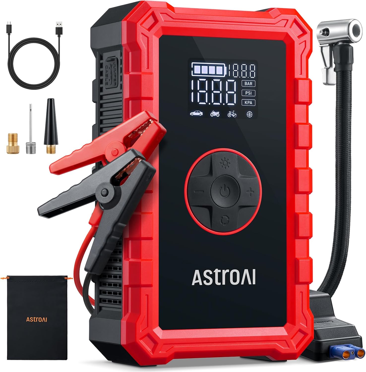 AstroAI - Arrancador portátil S8 con compresor de aire, pico de 150...