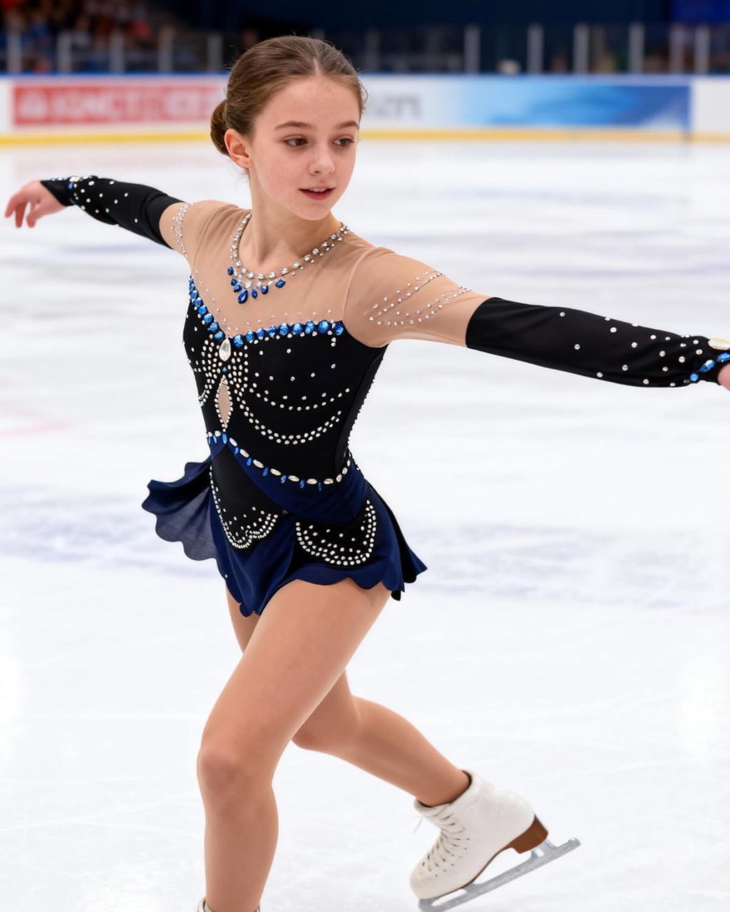 ROYAL SMEELA Vestido de patinaje artístico con diamantes de imitaci...
