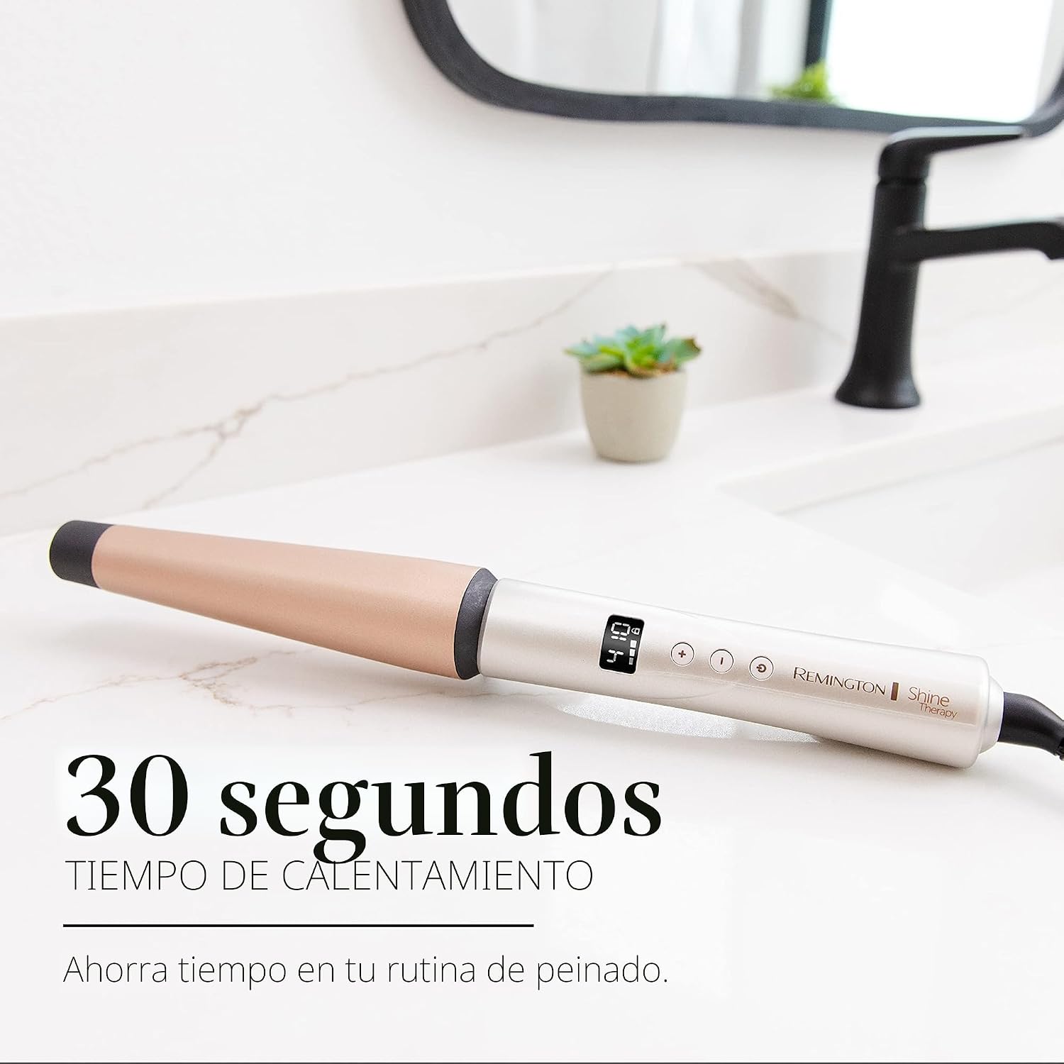 REMINGTON SHINE THERAPY - Varita rizadora, infundida con aceite de...