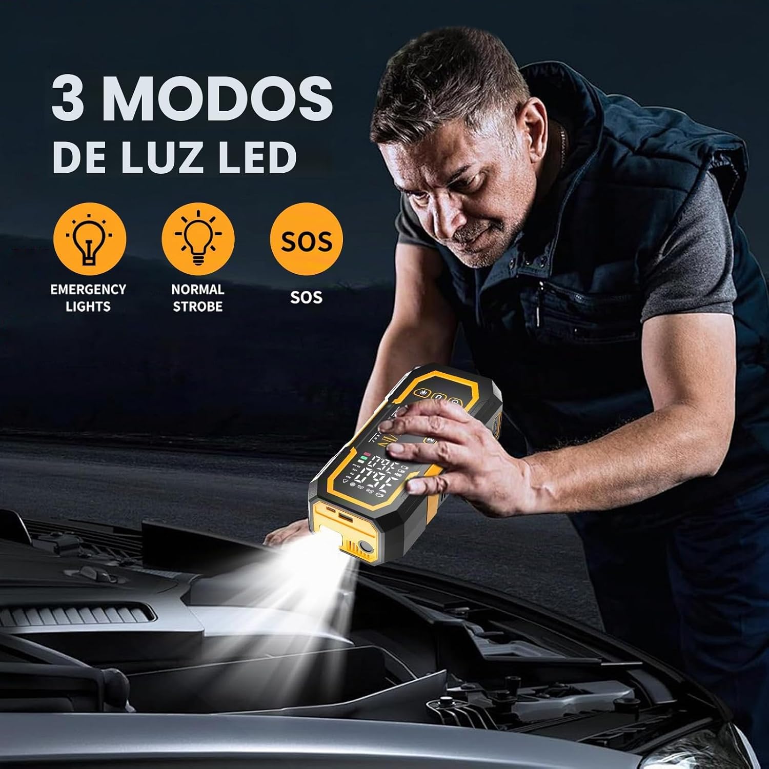 Arrancador con compresor de aire, arrancador de batería portátil (9...