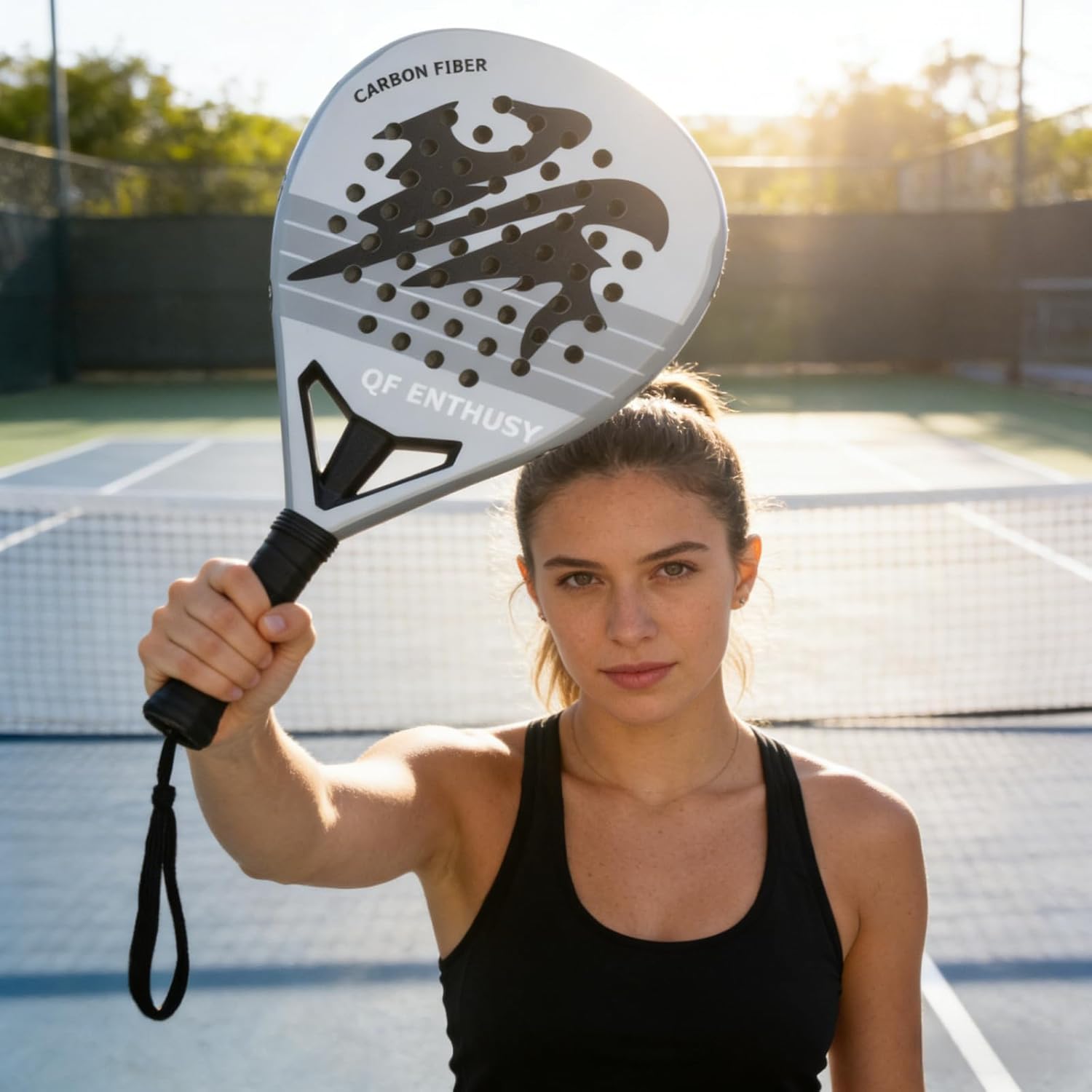 Pala de Padel, Pala de Padel de Superficie de Fibra de Carbono, Lig...