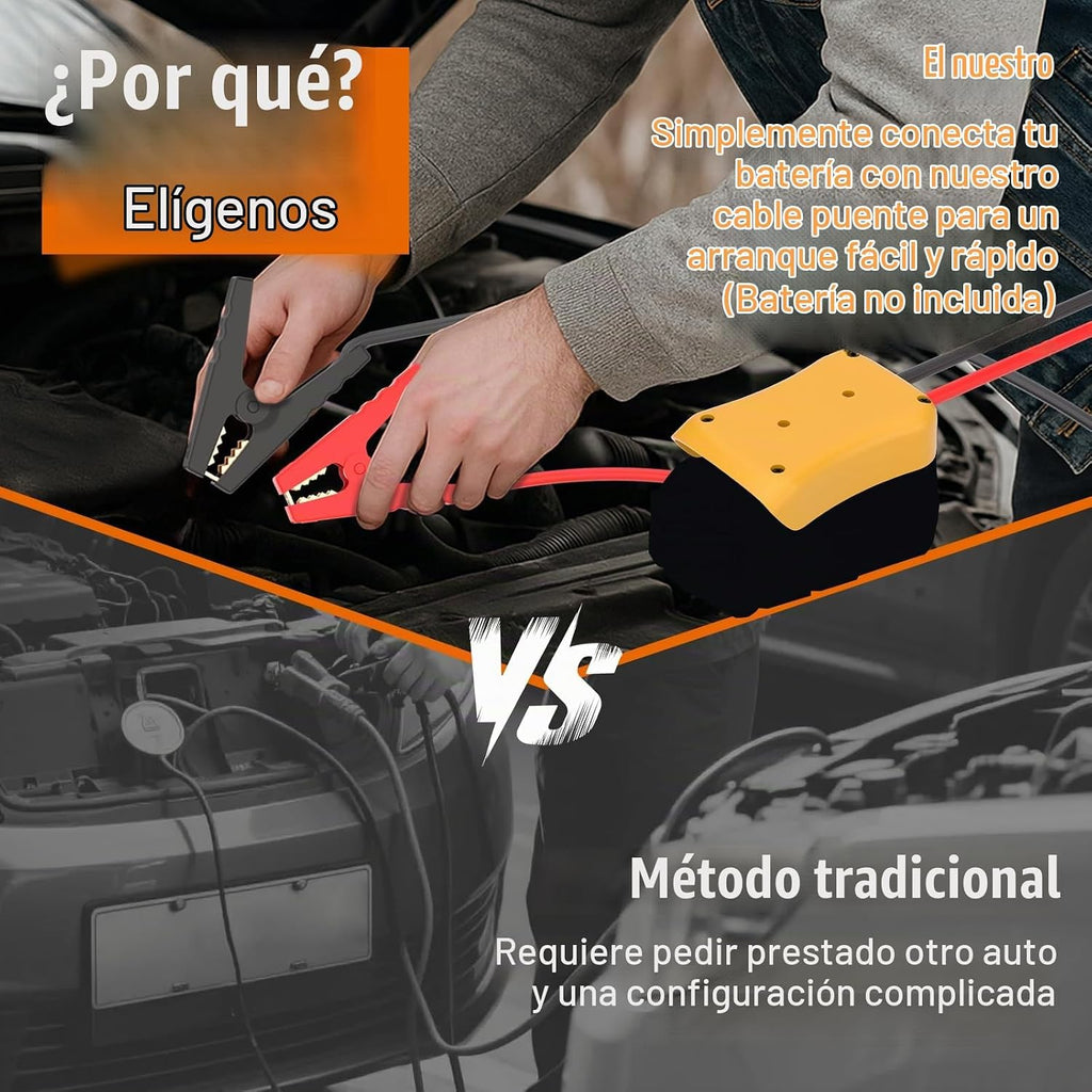 Cables de puente para auto con adaptador compatible con baterías DE...