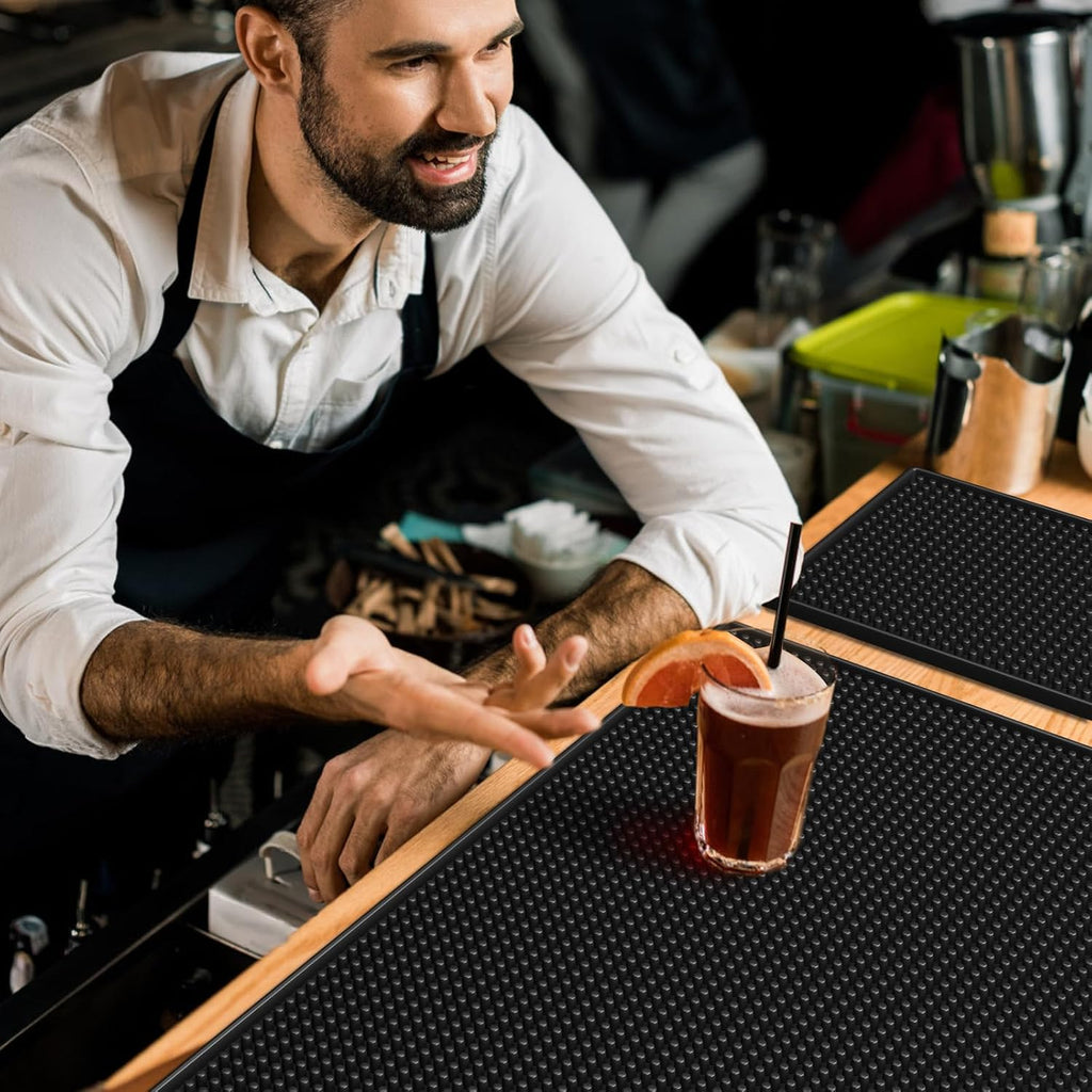 Noverlife Juego de 3 tapetes de goma negra para servicio de bar, ta...