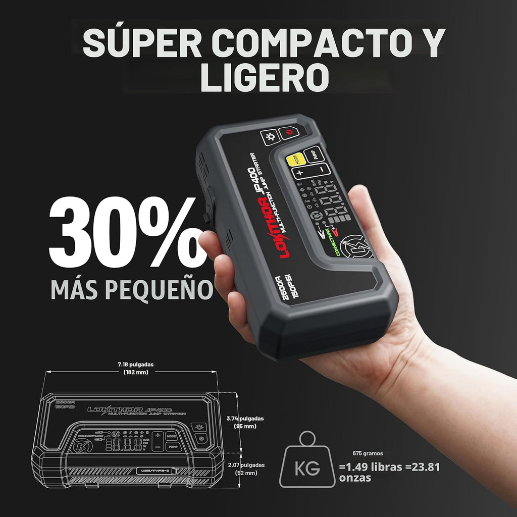 LOKITHOR Arrancador JP400 con compresor de aire, 2500 A 12 V baterí...
