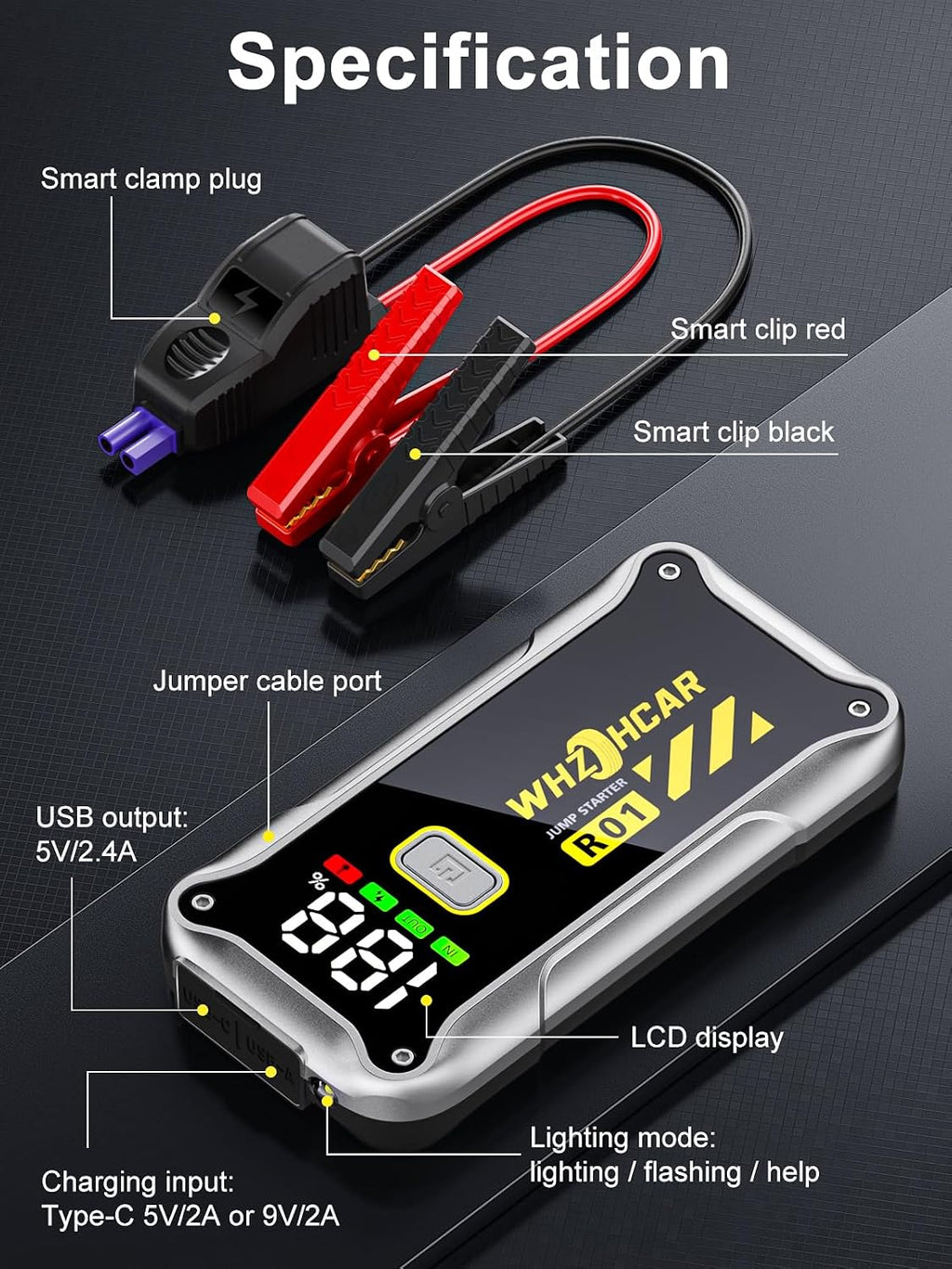 Arrancador de Coche, Arrancador de Batería de Coche de 12V 4000A (9...