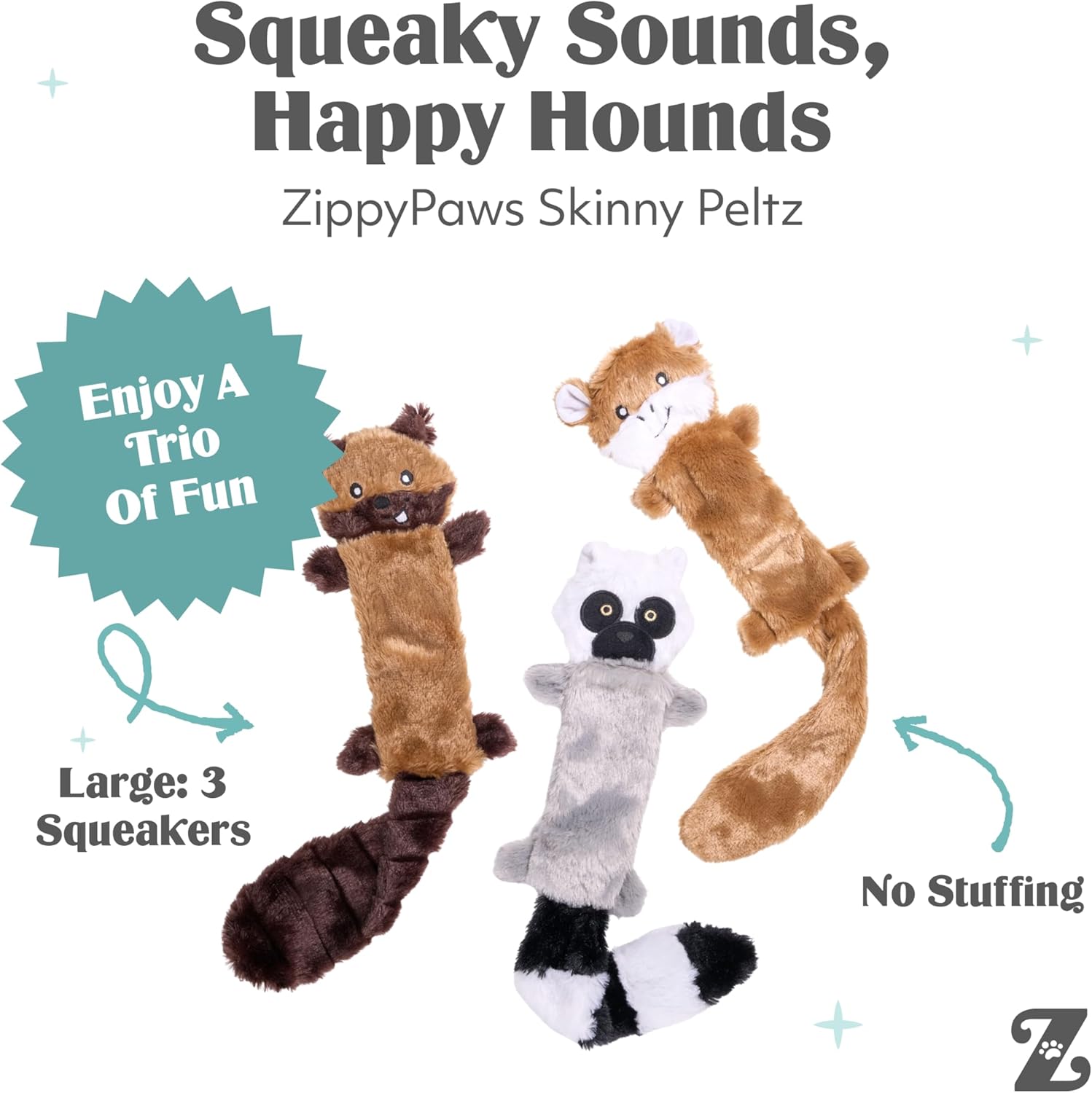 ZippyPaws - Peltz Skinny - Juguete de peluche para perro, sin relle...