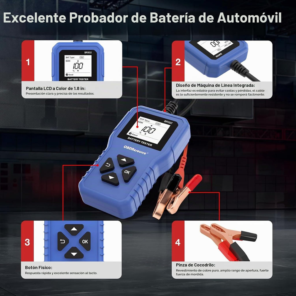 Probador de batería de coche 6V 12V 24V Probador de voltaje de bate...
