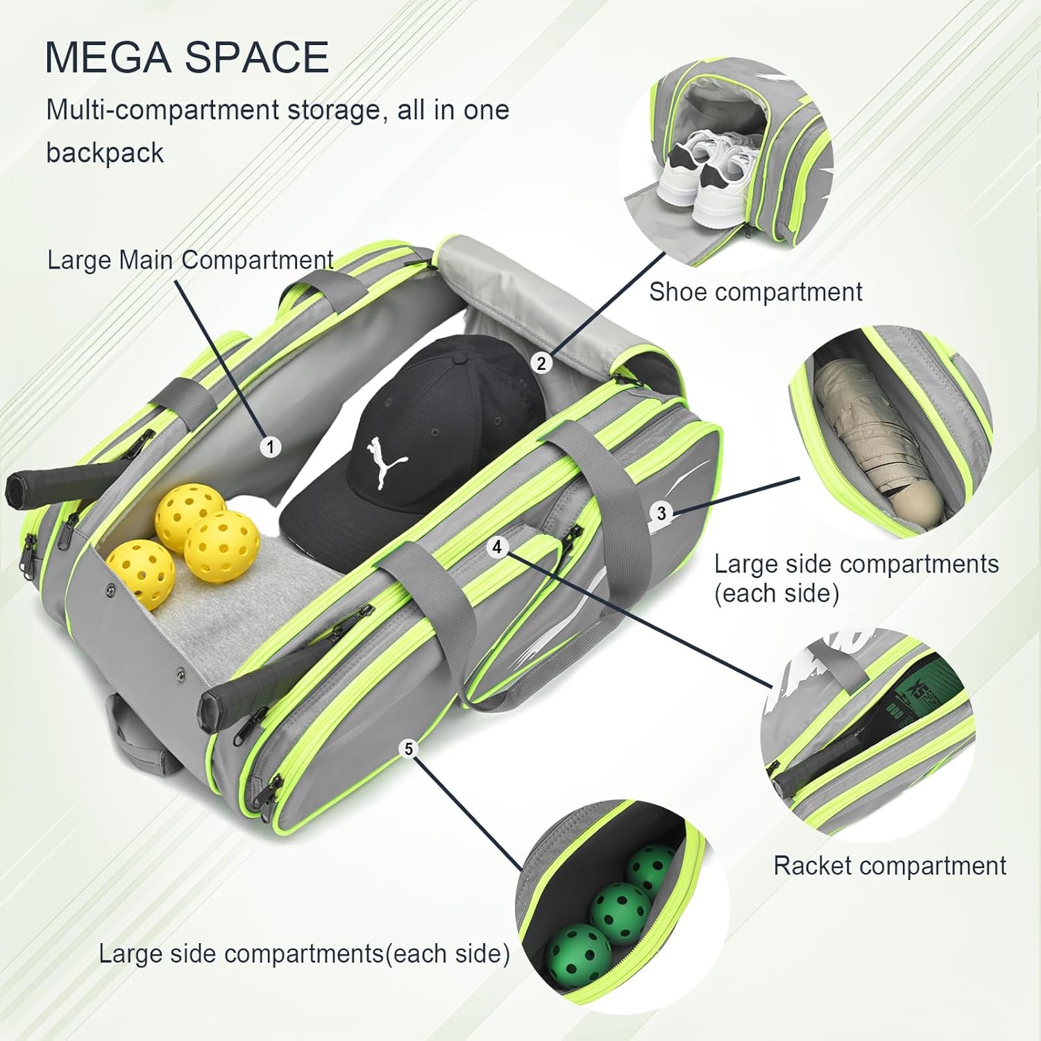 TILDOSAC Bolsa de pickleball \u2013 Bolsa grande de paleta para 4 p...