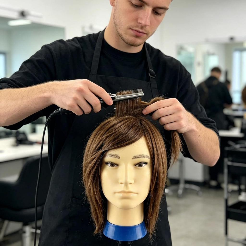 Cabeza de maniquí para hombre con cabello humano, cabeza de maniquí...