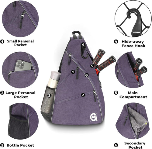A11N SPORTS Bolsa de Pickleball, Bandolera Reversible con Correa Cr...
