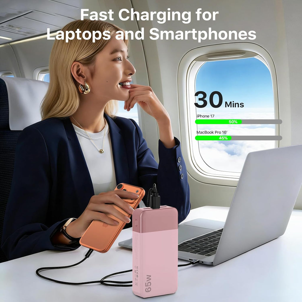 NOBIS Paquete de baterías de 20000 mAh, banco de energía de 65 W, c...