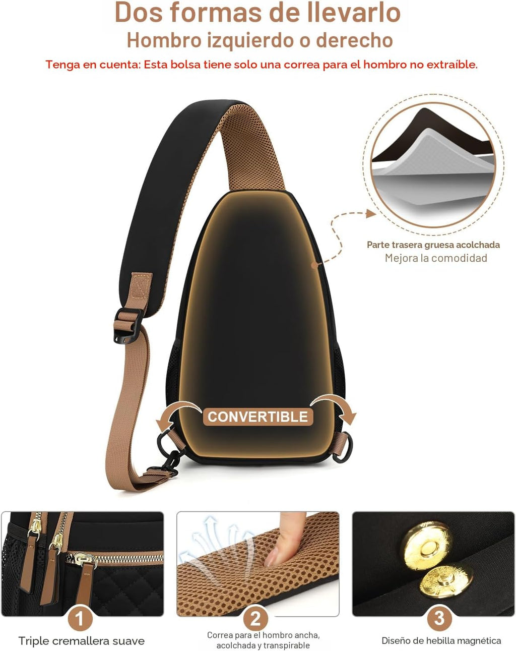 Capolo Bolso bandolera para mujeres y hombres, bolsos cruzados impe...