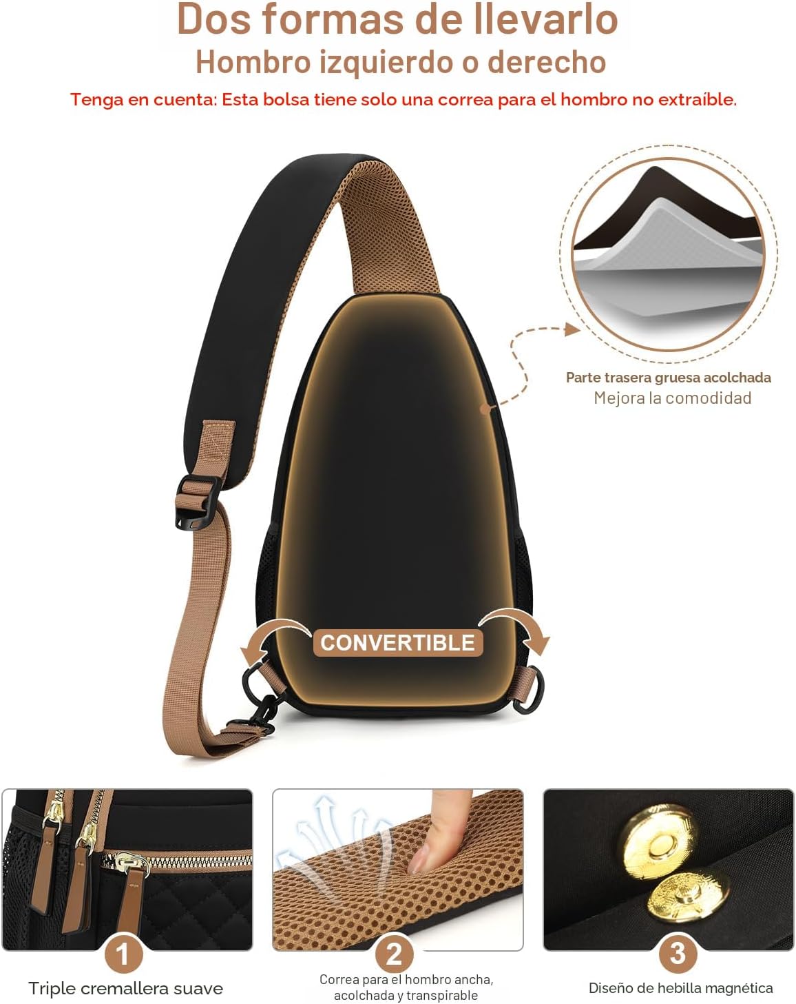 Capolo Bolso bandolera para mujeres y hombres, bolsos cruzados impe...