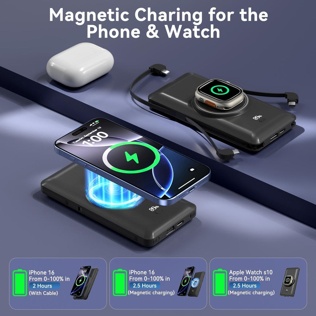 Cargador portátil magnético de 10000mAh para iWatch y iPhone, banco...