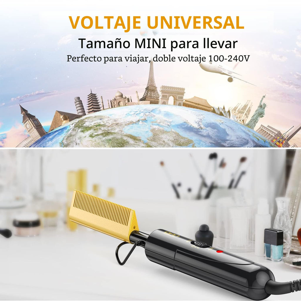 DAN Technology Hot Comb Electric para pelucas, voltaje dual para vi...