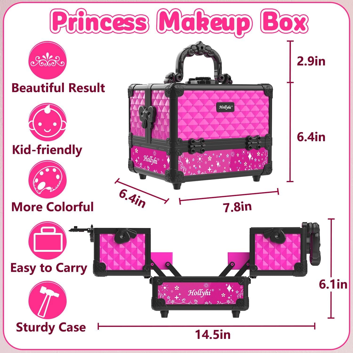 Hollyhi Juego de 59 piezas de maquillaje para niñas, juego de jugue...