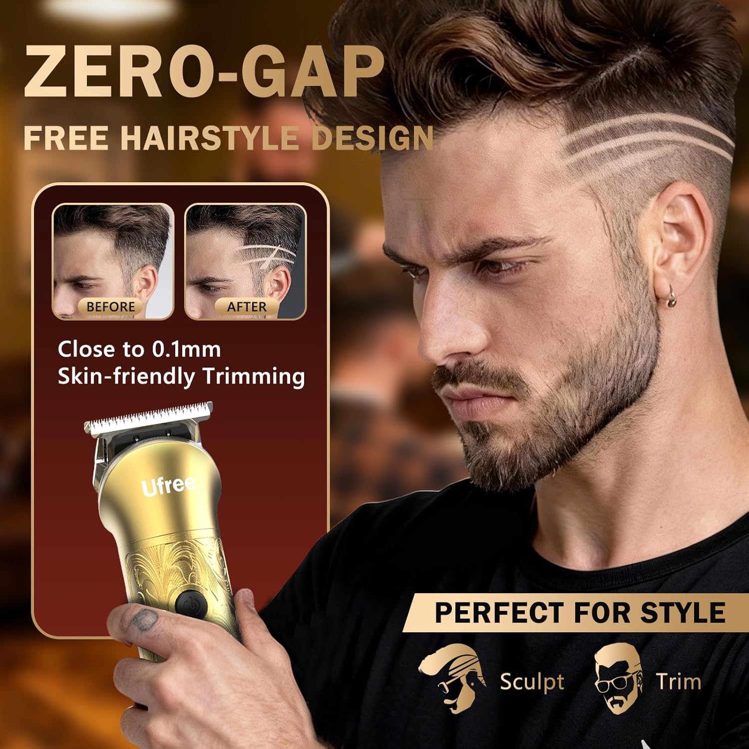 Ufree Kit de corte de cabello profesional 8 en 1, cortapelos para h...